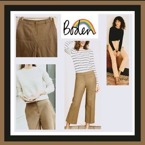 Boden Khaki Wool Blend Wide Leg Trousers Size 4P